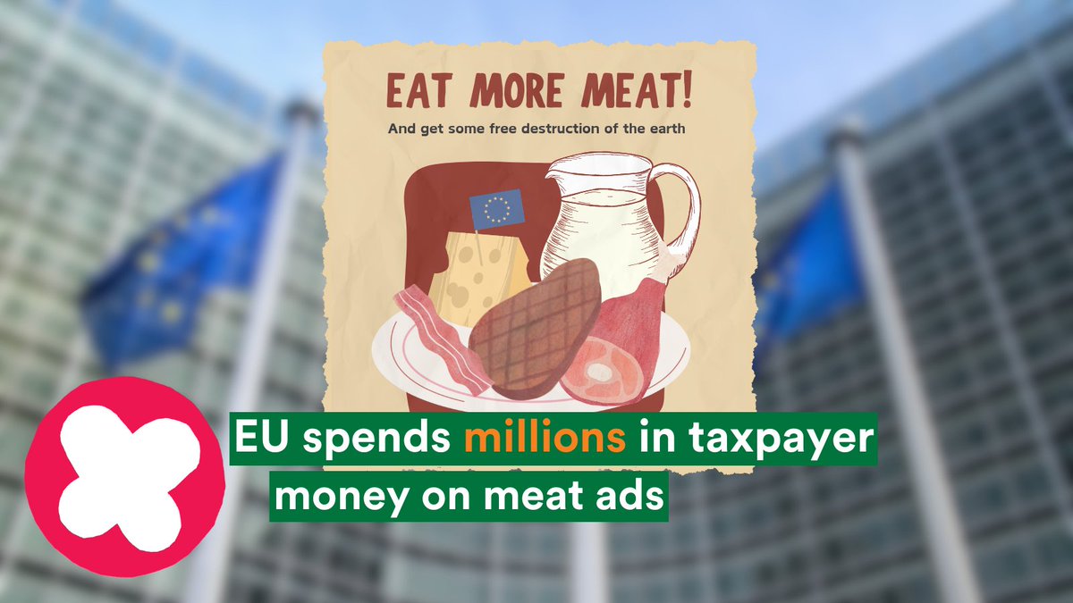 EU spends millions to make you eat more meat 🤯 In 2023 €75 million of taxpayers’ money was spent on promotion of animal products. And in the meantime less money went to promo of fruits and veggies. 🥕 Source: @DierenRecht