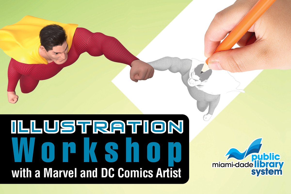 MDPLS's tweet photo. Learn to draw everyone’s favorite superheroes! Join us for an illustration workshop with comic book artist and graphic illustrator Ralph Cabrera this Saturday, May 4 at 2 p.m. at the Coral Reef Branch Library. https://t.co/RUEfwUpABc https://t.co/jsXR5bE55D