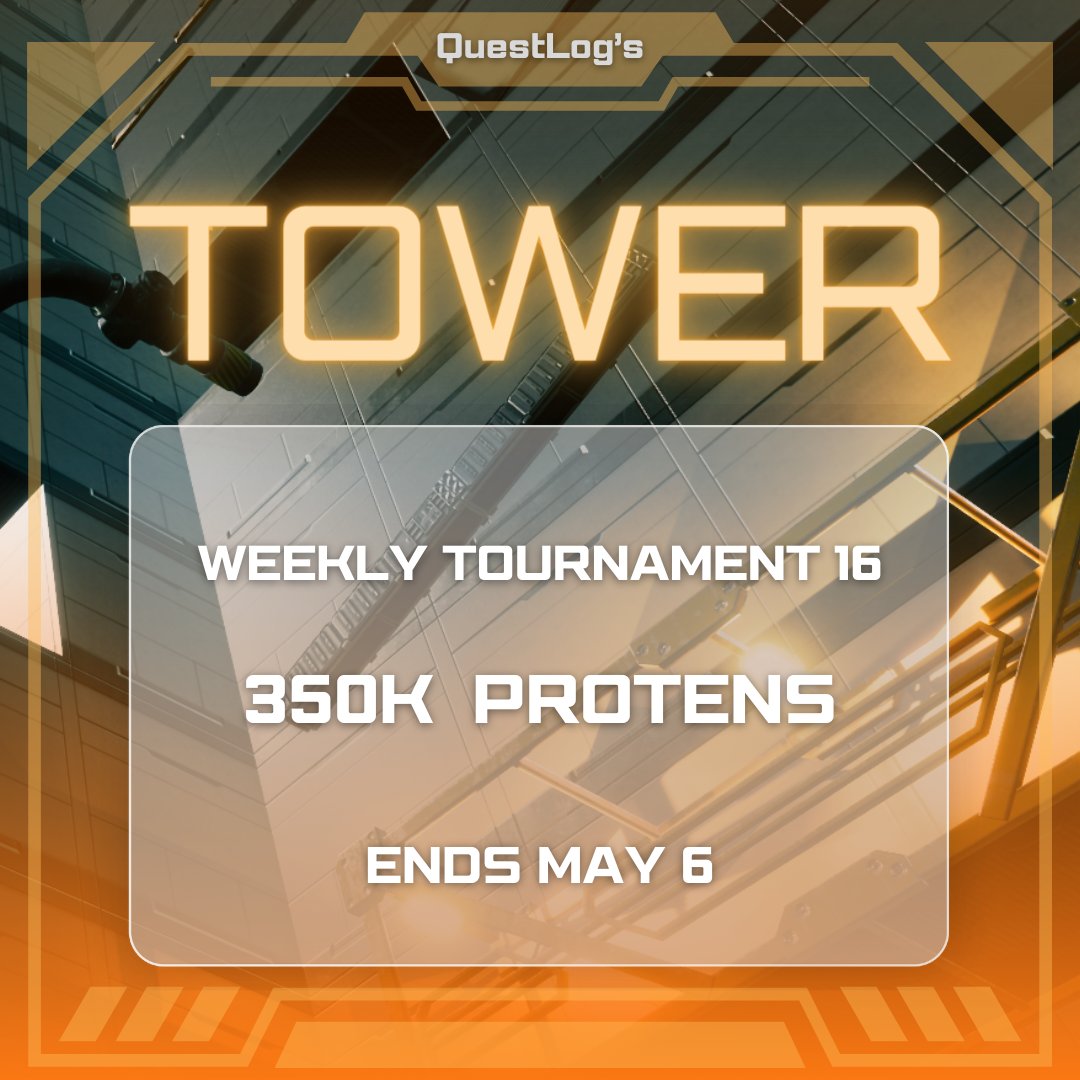 User-created 'TOWER' is now live for the Weekly Tournament 16!   

⚡️Play for free 
⚡️Climb the leaderboard 
⚡️Enter to win 350,000 Protens 

Kudos to the creator, @QuestLogPQ 🔥

Get in the game👇
unioverse.com/proving-grounds