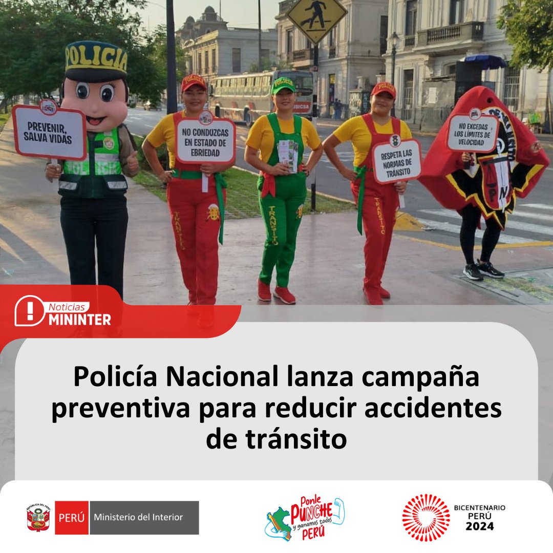 📢 La campaña de sensibilización y prevención de accidentes de tránsito ha permitido que las cifras de choques, atropellos y tragedias humanas en Lima Metropolitana se reduzcan de 152, registrados entre enero y abril del 2023, a 140 incidentes en lo que va del 2024. 🗞️ Conoce