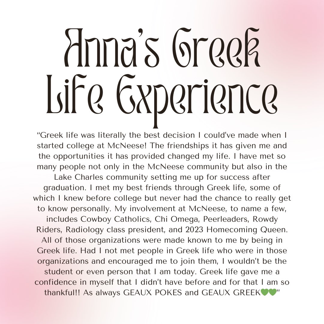 As we close out this month, we want to recognize our Panhellenic Woman of the Month for April, Anna Broussard!! 

Congratulations! ❤️