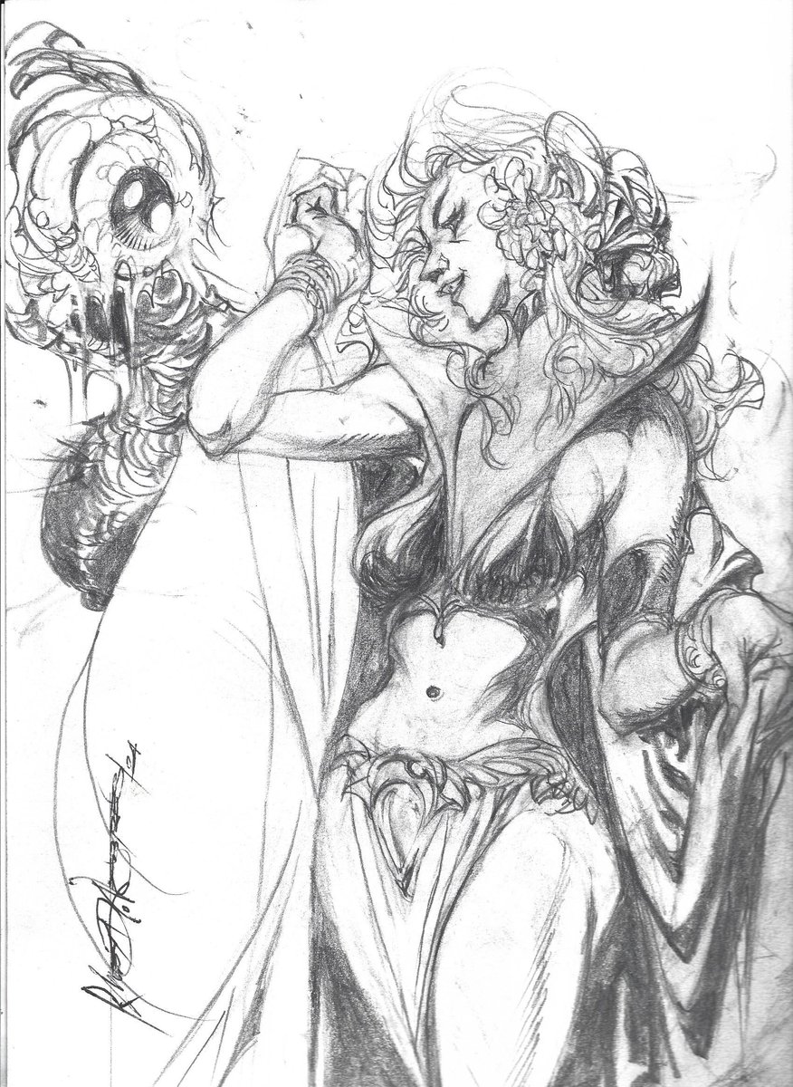 Commissioned sketch of the day: Just arrived in yesterday's mail, a pencil sketch of Marvel's Satana by Rudy Nebres.