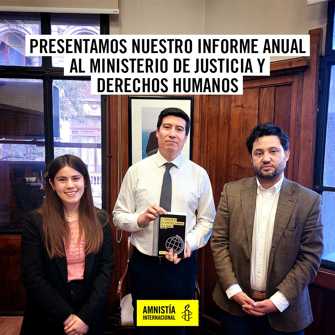amnistiachile's tweet image. Presentamos nuestro #InformeAnualAI ante el @MinjuDDHH 

Temas tratados:
✔ Política de reparación integral para víctimas de violaciones a los derechos humanos tras el #estallidosocial
✔ Agenda legislativa vinculada a los #50AñosDelGolpe
✔ Protocolo de protección de defensores