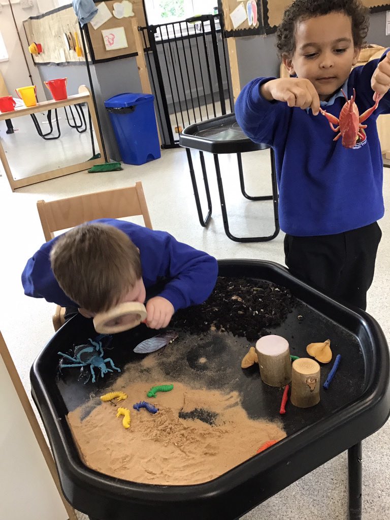 The children in the nest provision have loved exploring minibeasts this week. “We’re going on a bug hunt, we’re going to find a wriggly one…we’re not scared” 🐞🐛🦟🪲🐜🪳🕷️@bcw_cat @StColumbasCPS