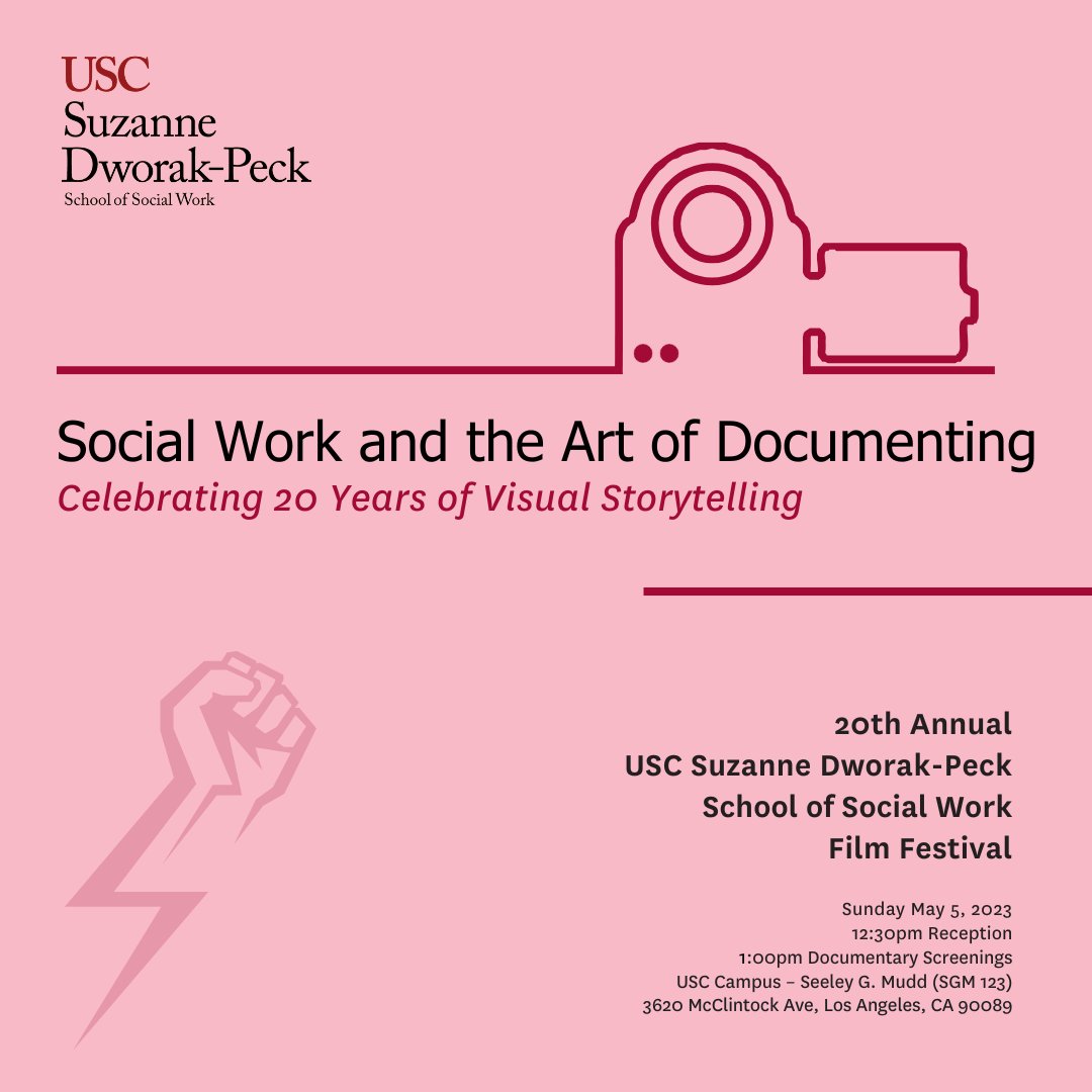 It’s the 20th Anniversary of the Social Work Film Festival! Join us on May 5 as we debut 11 short documentaries created by MSW and DSW students. Support these student filmmakers who have embraced creativity and activism through visual storytelling. bit.ly/3QpEgxx