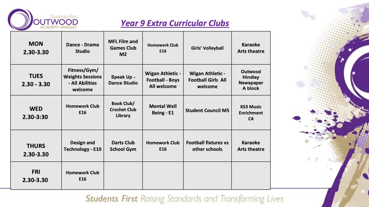 Reminder: Our day doesn't have to end at 2:30pm - We have a generous #enrichment offering across the whole school! #TrySomethingNew