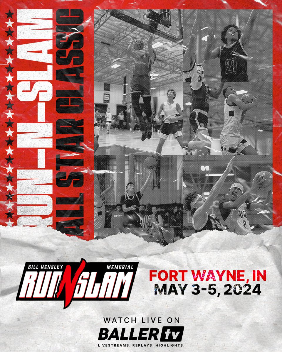 The Bill Hensley Run N Slam is going down this weekend ‼️ @gymratsbball Catch all the action on BallerTV. 📅 Fri, May 03 - Sun, May 05, 2024 📍 Fort Wayne, IN 📺 Watch live and on replay: bit.ly/4dmo4qQ