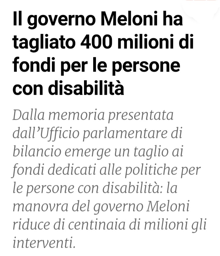 'Io sono Giorgia: Sono una donna, sono una madre, sono cristiana'. Ma me ne fotto delle persone con disabilità.
                   👇