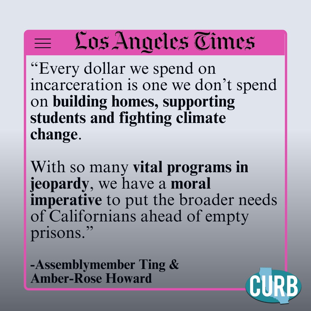 🗞🔥NEW op-ed by Assemblymember Phil Ting (@philting) and CURB Executive Director Amber-Rose Howard (@rosesare_read) on #AB2178 (Ting) in the @latimes @latimesopinion ⤵️ Article link 📲 bit.ly/LAT4-30 Plain text version📲 bit.ly/ptlat4-30 #CloseCAPrisons