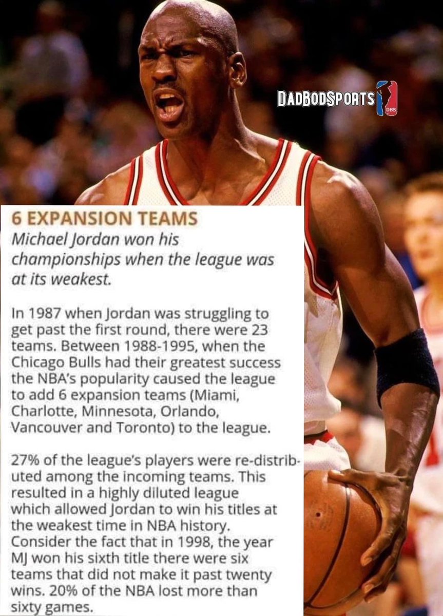 @LegionHoops @bigpodwithshaq JJ spittin facts that the MJ D riders don’t want to acknowledge MJ won all his 🏆 when the league was at its weakest period in history