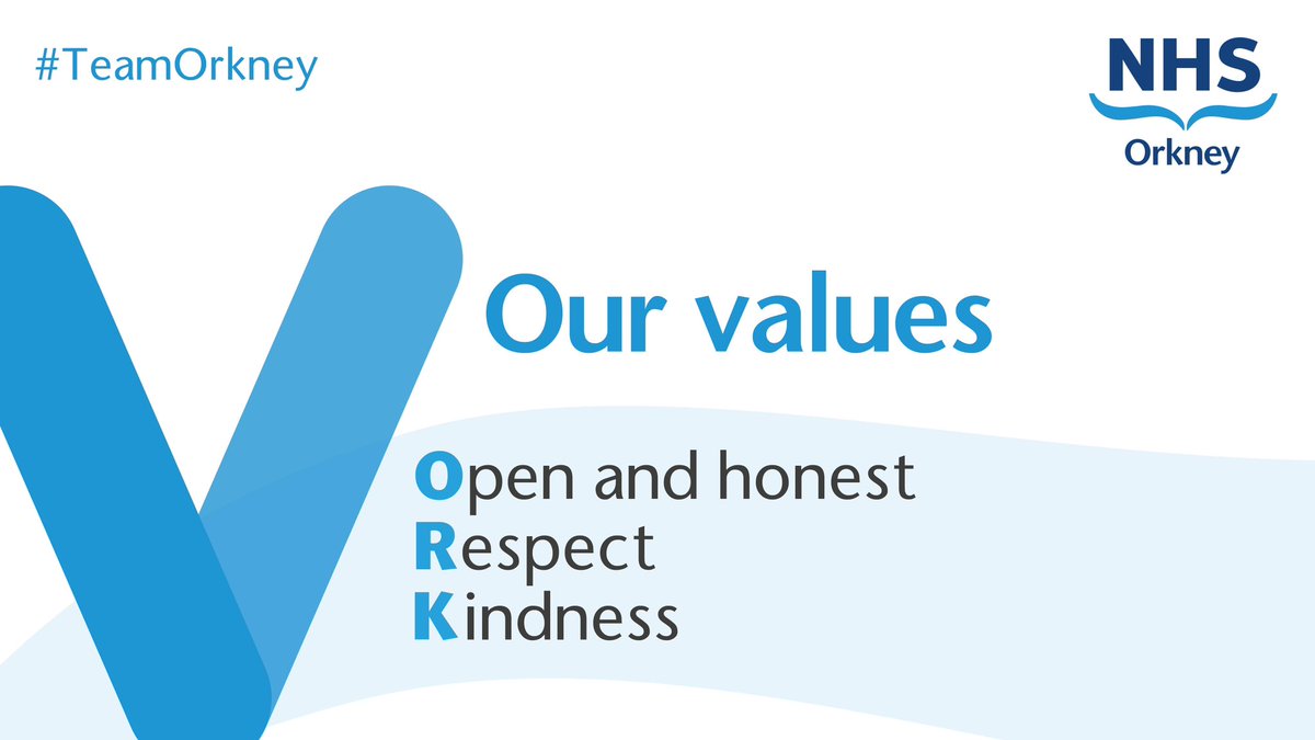 Our new values - reflecting feedback from our community, partners and staff - are: ➡️ Open and honest ➡️ Respect ➡️ Kindness #TeamOrkney #open #honest #respect #kindness