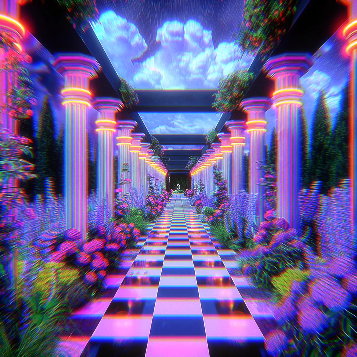🌸 EARTHLY TRANQUILITY 🌸 Otherworldly garden from H+ Fave @vap0rdr3ams⁠ #hpluscreative #hplusfave #vaporwave #surrealart #dreamcore