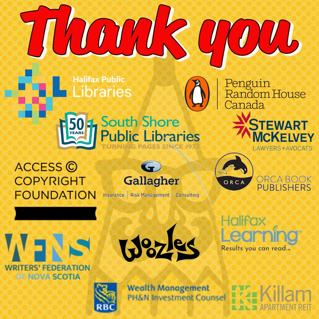A round of applause for those who made Funny Pages possible through their generosity: @hfxpublib @ssplibraries @woozlesbooks @WritersFedofNS @GallagherGlobal @RBCwealth @PenguinCanada @orcabook @SM_Law @HalifaxLearning
@KillamTweets & presenting sponsor @AccessCopyright