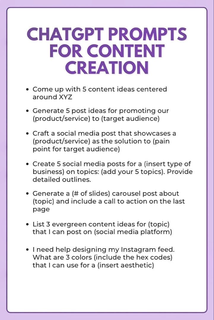 Here is ChatGpt Prompts For Content Creation ↘️

#ChatGPT #ContentCreator #Content #ContentCreation #socialmedia #SocialMediaStrategy #DigitalMarketingStrategy #SocialMediaManager #freelance #PromptShare #prompt #growthhacking #Growth #ChatGPT5 #Digitalmarketing #Tips #Growth