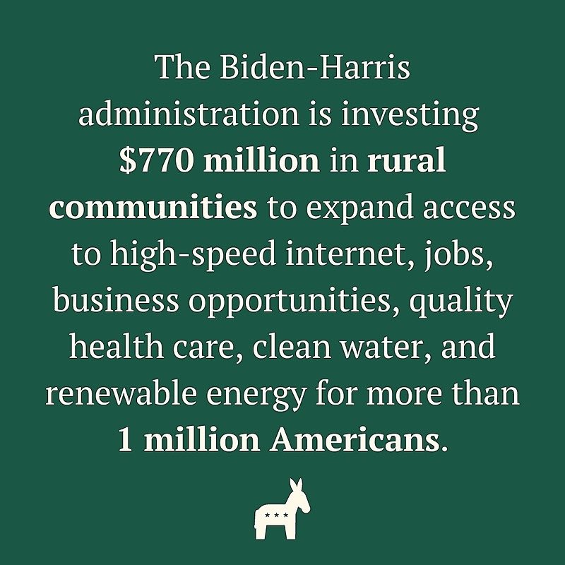 President Biden is empowering rural America to ensure no community gets left behind. Let’s finish the job! #BuildBackAmerica #VoteBlueForABetterAmerica #BidenHarris2024 #wtpGOTV24