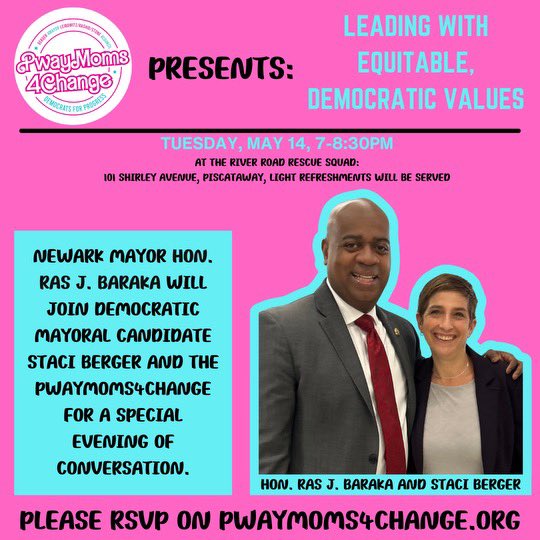 This is what’s happening! Thank you @rasjbaraka for coming to @PWAYNJ to discuss leading with equity, inclusion and democratic values! #DemocratsforProgress #PwayMoms4Change