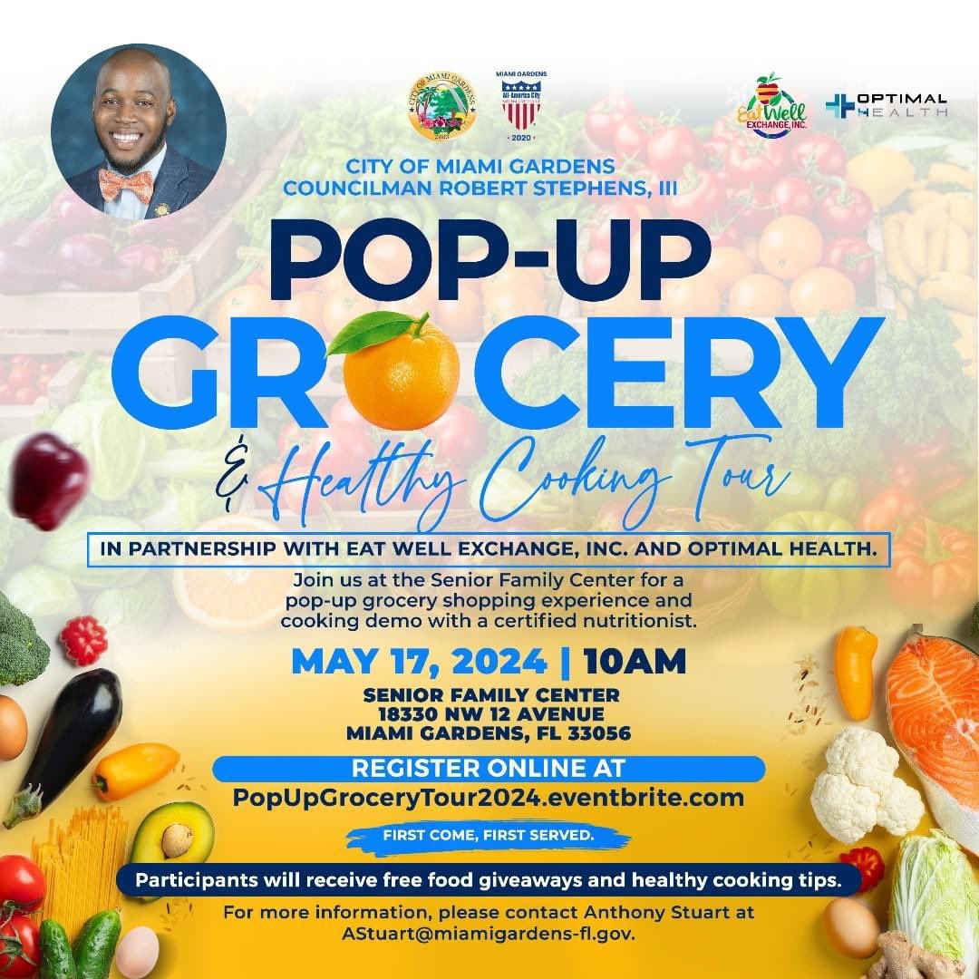 Excited to announce my partnership with EatWell Exchange and Optimal Health to bring our residents and seniors a pop-up grocery and healthy cooking experience! Join us for a day filled with fresh ingredients, free grocery items, cooking tips,