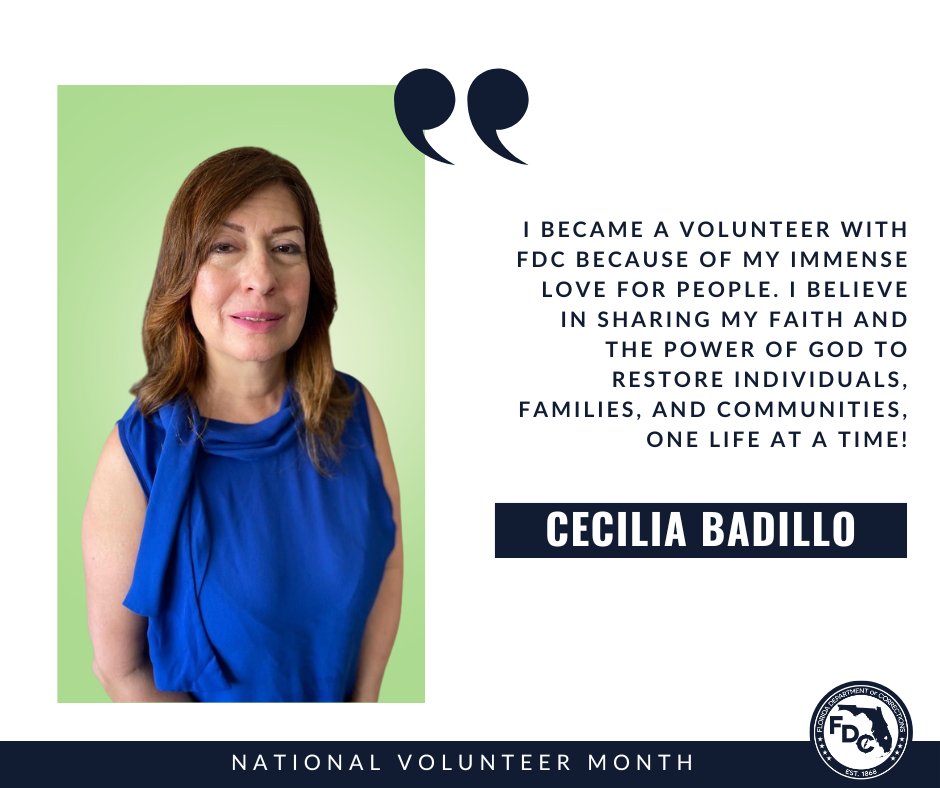 As we wrap up #NationalVolunteerMonth, FDC wants to spotlight Cecilia Badillo! From nursing homes to prison chaplaincy, her heart for service knows no bounds. Since 2013, Ms. Badillo has been dedicated to transforming lives and communities through her unwavering volunteer…