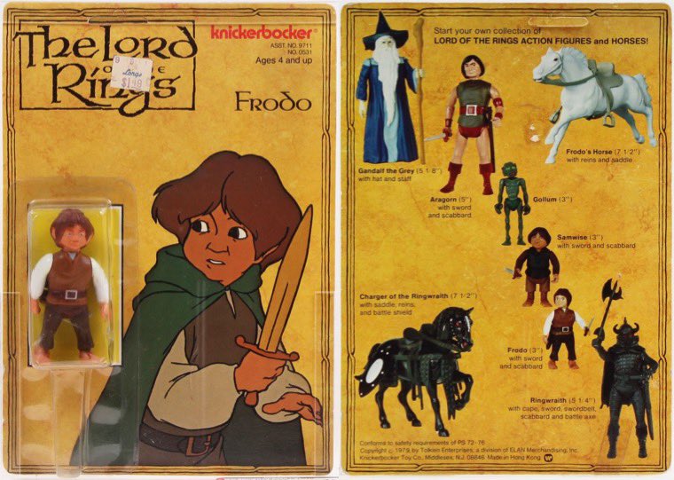 rareAFclips's tweet image. Check out this Frodo figure released by Knickerbocker in 1979 as part of their Lord of the Rings line. A carded version is worth over $500. What was your favorite figure from this line?

#knickerbocker #lordoftherings #lotr #frodo #actionfigures