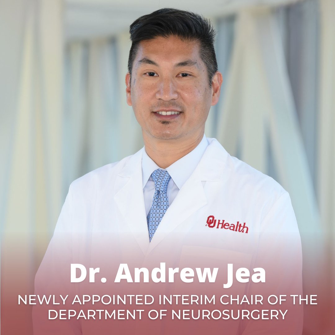 Thrilled to announce @oubrainbabyMD as our new Interim Chair of #Neurosurgery! A leader in #PediatricNeurosurgery with a robust academic background, over 245 articles, & key roles in prestigious medical boards. Dr. Jea's leadership continues to elevate our department.