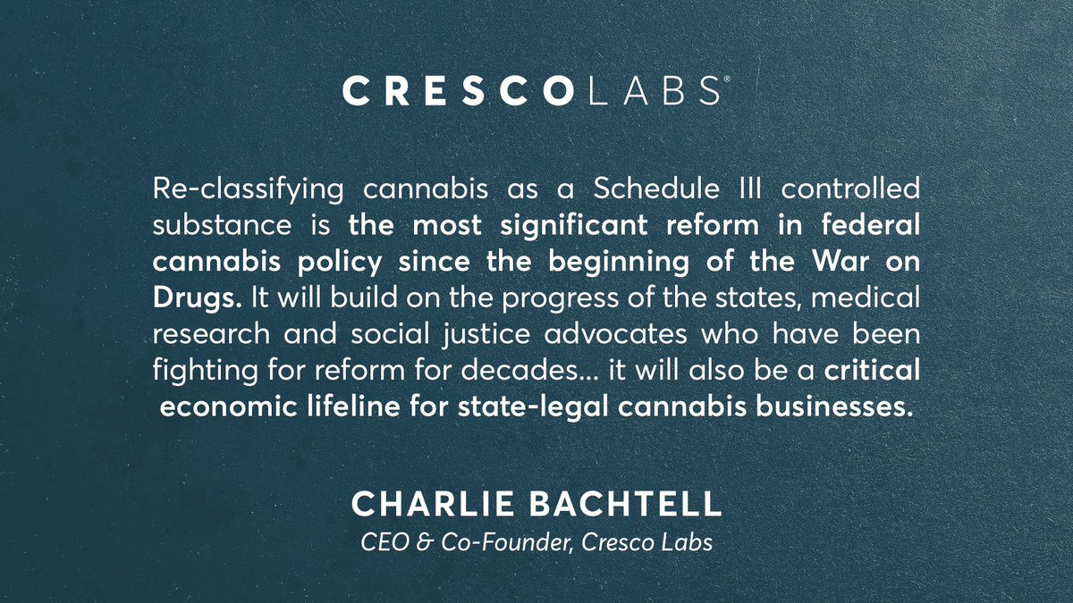 This is a historic moment for #cannabis that will have a monumental impact on the future of this industry! Thank you to the Biden Administration, HHS and DEA for taking this critical step toward progress.