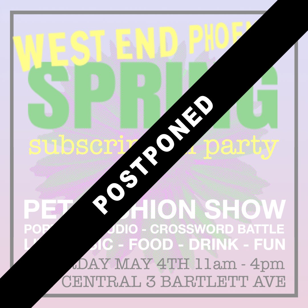 Hi friends. Sadly, for health reasons, we've made the hard decision to postpone our May 4th’s subscription party at WEP Central. We’re gutted to cancel, but in the interest of our health & yours we felt it was the right call to make. We 💯 will be rescheduling, watch this space!