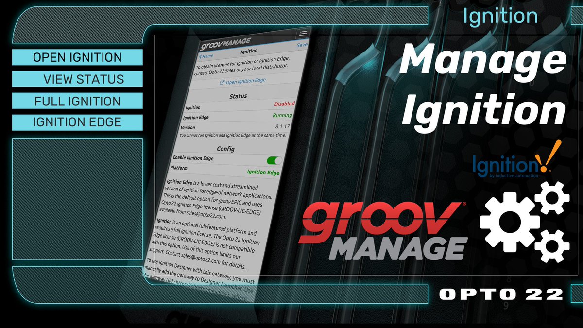 #TechTipTuesday Video: groov Manage: Ignition - a quick look at how you can run #Ignition or Ignition Edge on the groov platform, using the groov Manage menu option. op22.co/3JF50pV