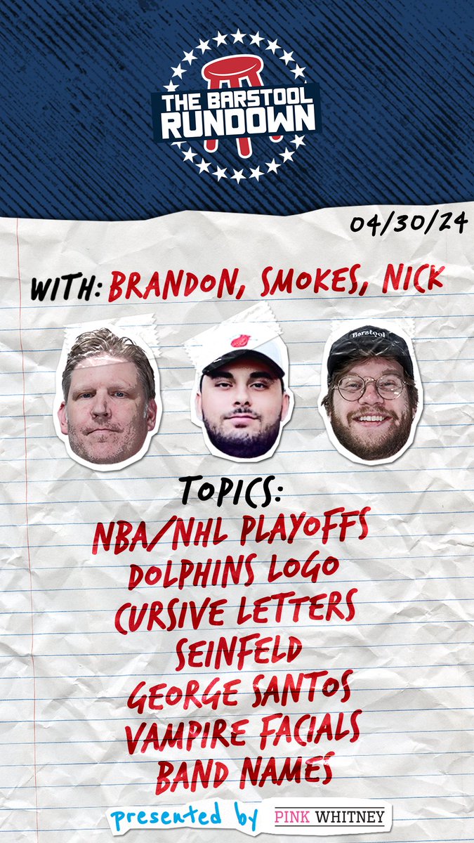 The boys went rogue on this one... 6:30 PM EST #BarstoolRundown

@BFW @nickysmokess @nickturani