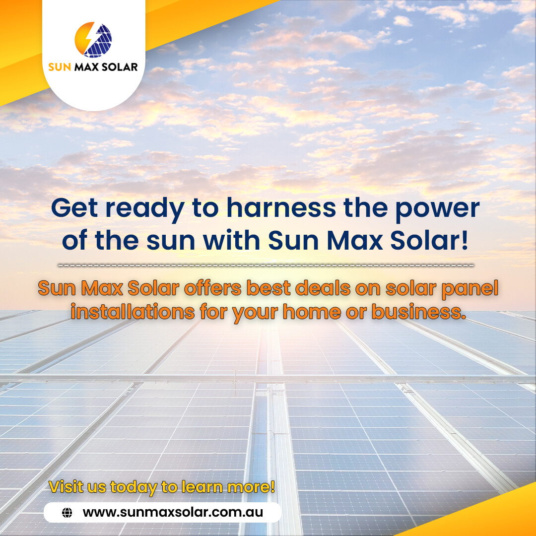 Switch to solar energy today with Sun Max Solar and enjoy incredible savings on your electricity bills.

📞: 1800786629
✉️: info@sunmaxsolar.com.au
🌐: sunmaxsolar.com.au

#SolarInstallation #EnergySavings #GetStartedNow #SunMaxSolar #solarpowersydney #solarpanelsydney