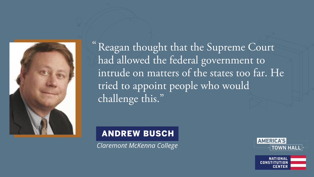 Andrew Busch of @CMCnews explains former President Reagan’s view of the Supreme Court’s involvement in state matters and his strategy for appointing new justices on #AmericasTownHall. 

Watch the full program: ow.ly/e2Bg50Rk9Pz