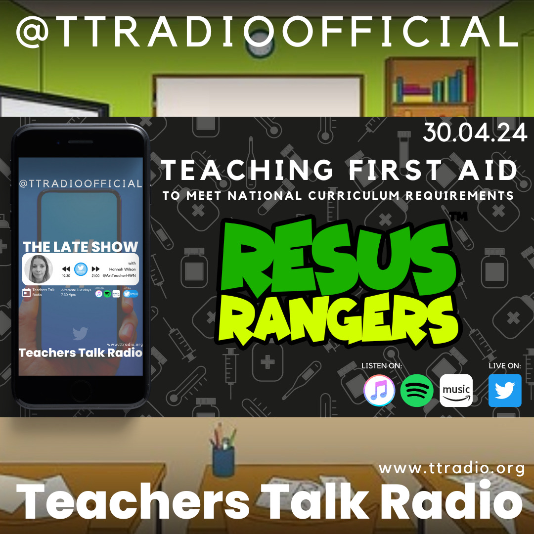 Missed today’s Late Show with @ArtTeacherHWN?

Catch up with Hannah on demand on our website: ttradio.org/listenback 

Or watch back on YouTube: youtube.com/watch?v=yiaho4…

Hannah was joined by @ResusRangers to discuss teaching first aid ⛑️ 

#TTRadio