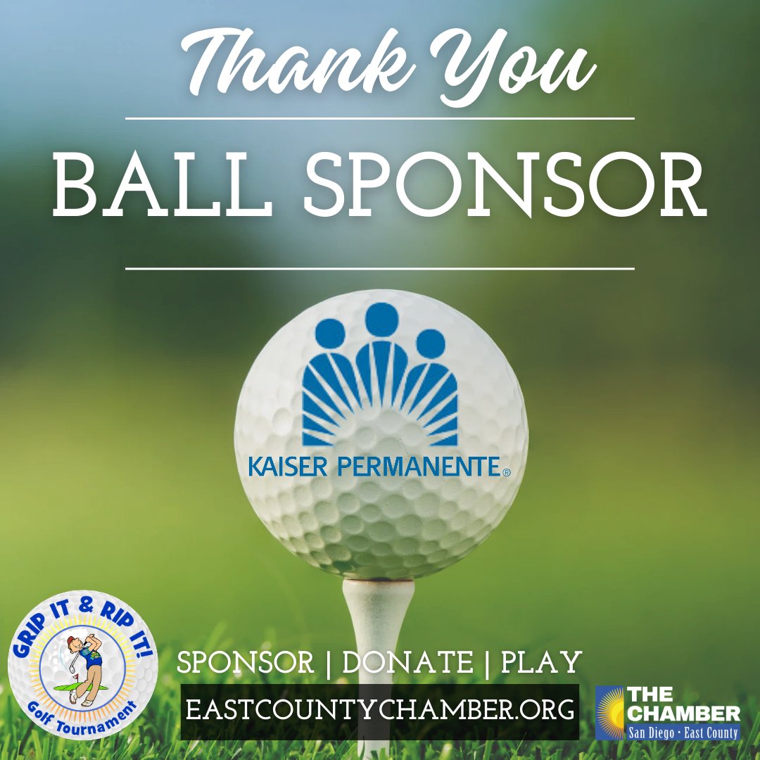 #ThankYou #KaiserPermanente for being the #SDECCC #GripItandRipIt #GolfTournament #BallSponsor - don't miss a great #dayofplay - business.eastcountychamber.org/events/details…