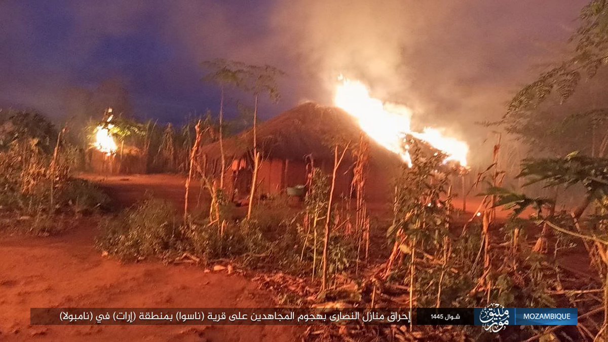 Islamic State advertising its fighters attacking a Christian village in northeastern Mozambique and burning homes there. Par for the course persecution of Christians there now.