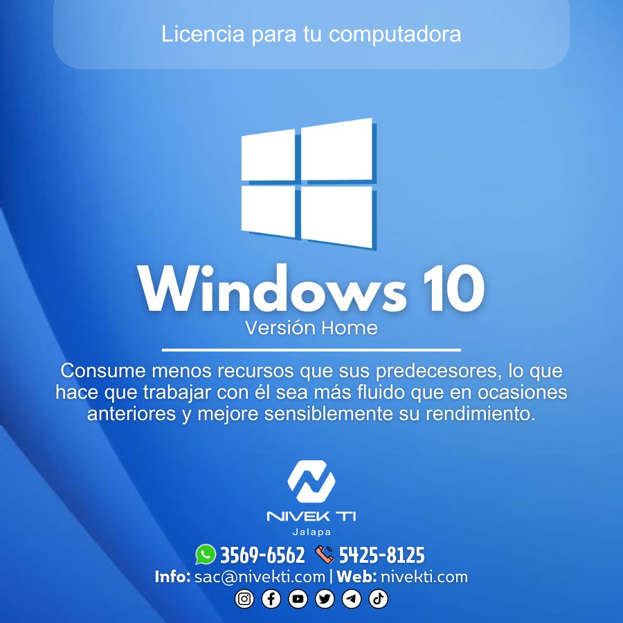 Windows 10 Home tiene máxima fluidez incluso en ordenadores muy básicos | Incluye Licencia y Microsoft Office 2019 | 𝗪𝗵𝗮𝘁𝘀𝗔𝗽𝗽: 📷 3569-6562 | 𝗦𝗼𝗽𝗼𝗿𝘁𝗲: 📷 5425-8124 | Servicio en #Jalapa