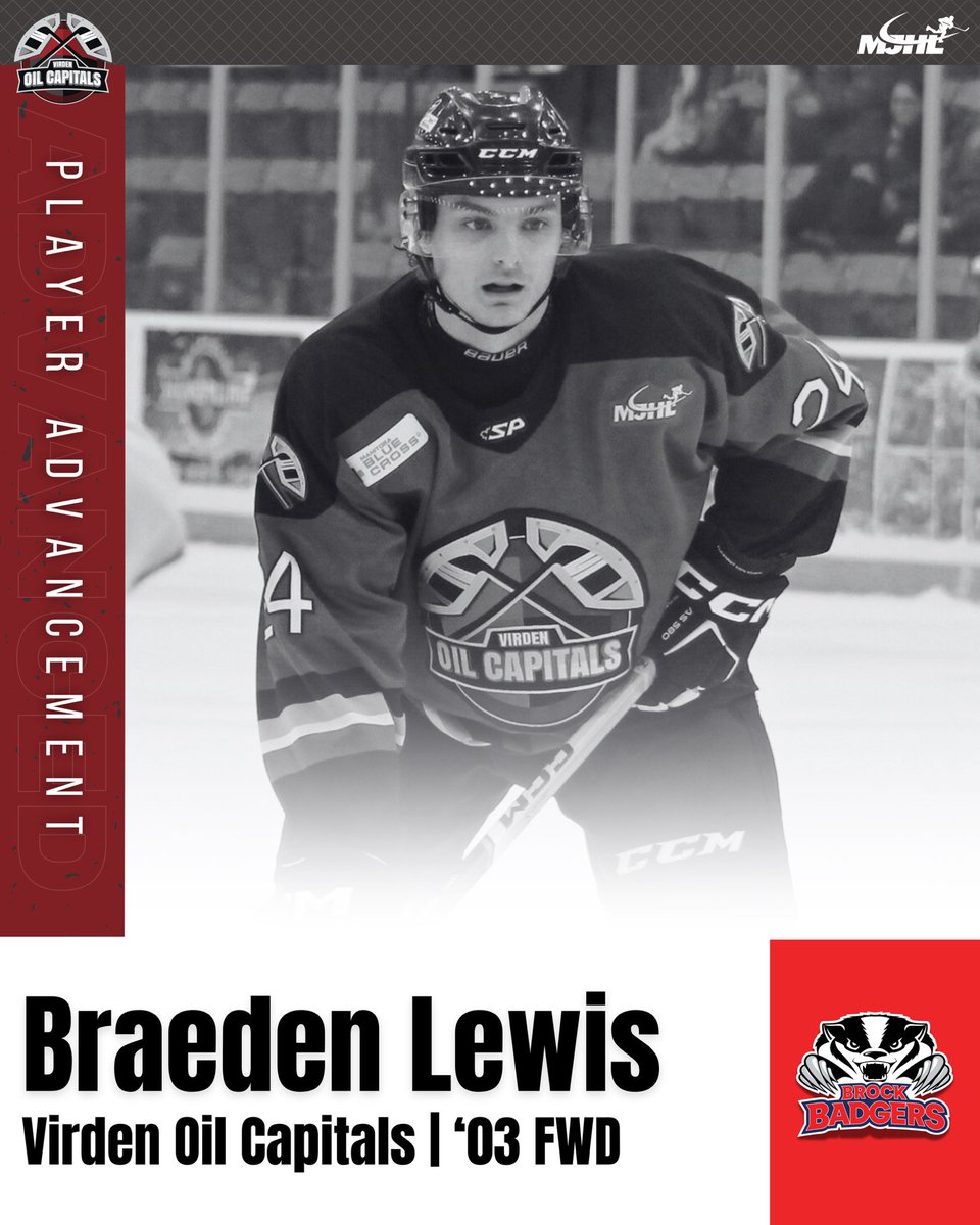 #PlayerAdvancement | Congratulations to @OilCapsHockey FWD Braeden Lewis (‘03) who has committed to play @USPORTS_Hockey at @BrockMensHockey #MJHLHockey #PlayHereGoAnywhere
