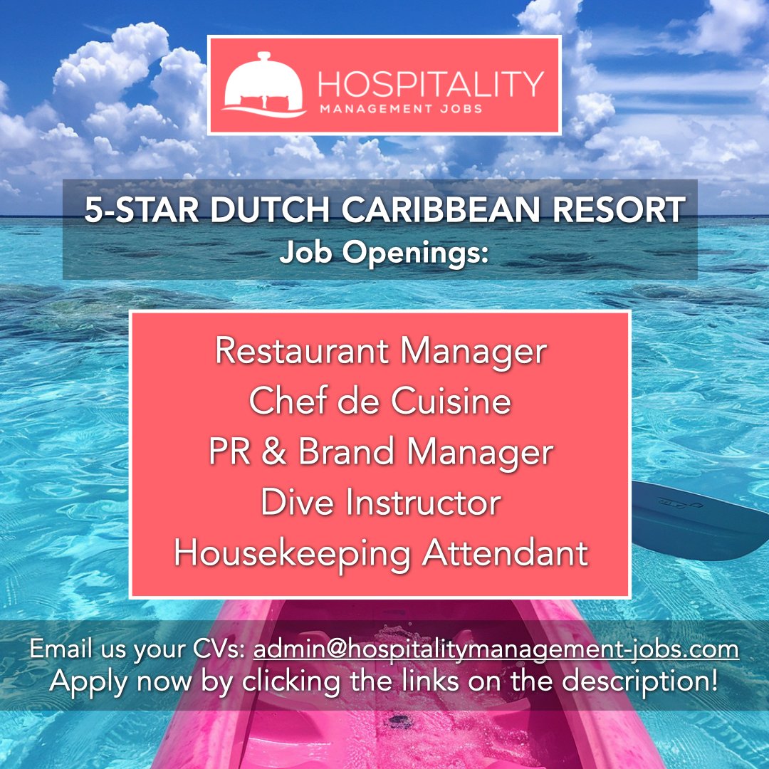 Discover an Oasis of Opportunities at a 5-Star Dutch Caribbean Resort! 🌴

Send your CVs to:
admin@hospitalitymanagement-jobs.com

For more hospitality jobs, click here: hospitalitymanagement-jobs.com/jobs/

#HospitalityJobs #DutchCaribbean #LuxuryHospitality #NowHiring