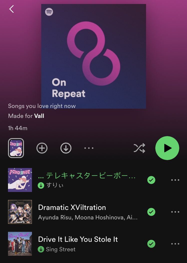 drop ur top 3 songs from your on repeat playlist on spotify !!

Hololive + Britrock combo 😆