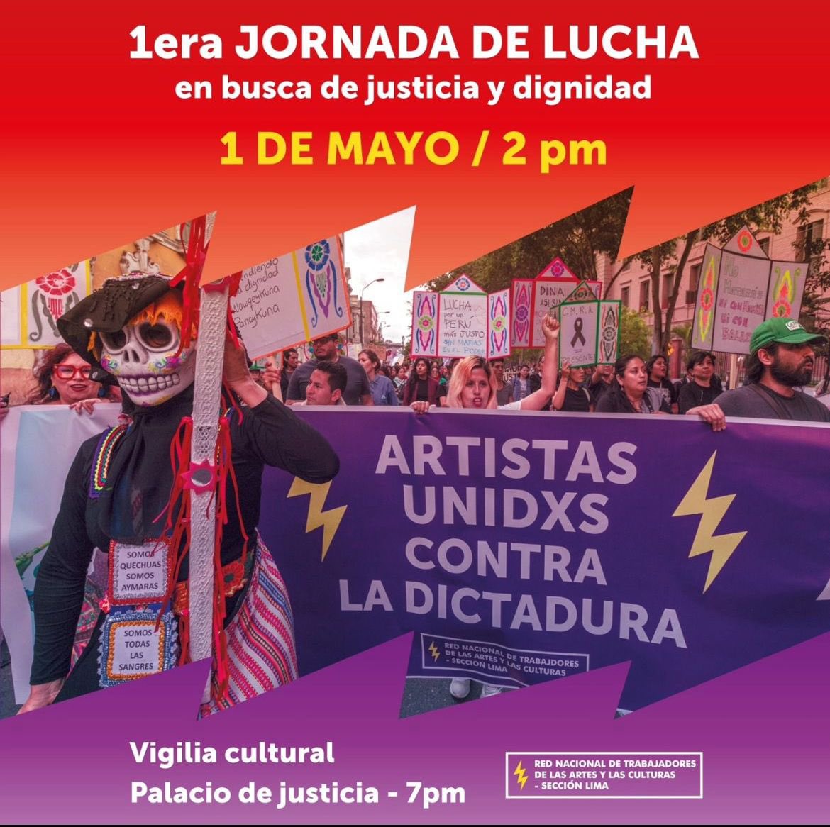 #VigiliaCultural 📣 | Mañana, 1 de mayo, nos unimos a la convocatoria de 'Artistas Unidxs contra la dictadura' para la vigilia cultural. Saldremos a las calles por justicia y dignidad. 📆 1 de Mayo 🕜 7:00 p.m 📍Palacio de Justicia ¡Acompáñanos en la lucha por justicia!