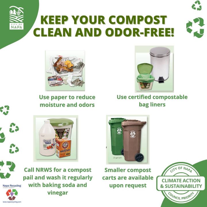 🌱♻️ Composting doesn't have to be gross! ♻️🌱 📄 Learn more tips like adding soiled paper to your compost pail to reduce moisture and odors at bit.ly/3JFvXd5. 🛍️ Visit bit.ly/3JD1JHU for a list of local stores that sell certified compostable bags.