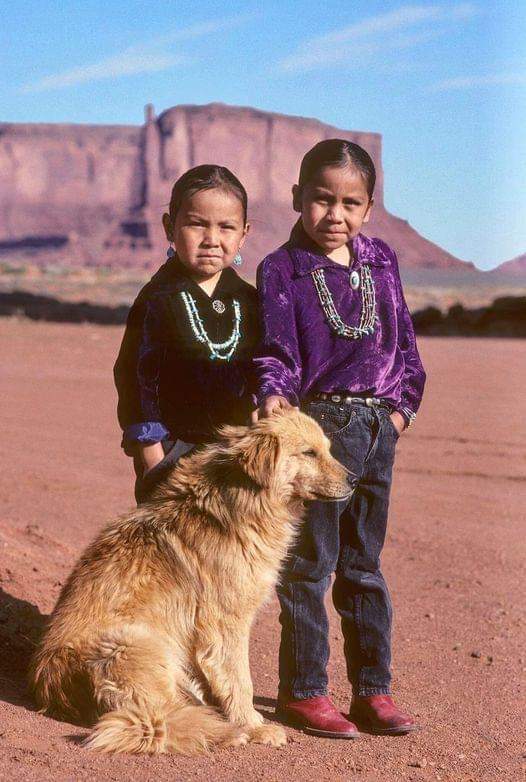 Young Navajo children with their dog in Monument Valley Navajo Tribal Park, AZ-UT. This picture was taken in November 1974. I am reminded how essential the Navajo “Code Talkers” were in helping us win World War II. The “Code Talkers” .....