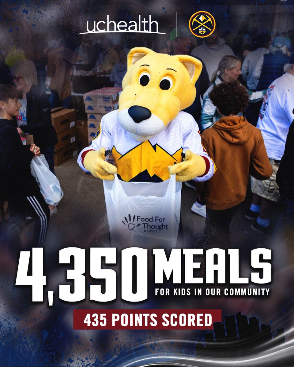 We’ve teamed up with @uchealth to donate 10 meals to @FFT_Denver for every point we score in wins throughout the playoffs! We're off to a great start with 4,350 meals donated from Round One 🙌