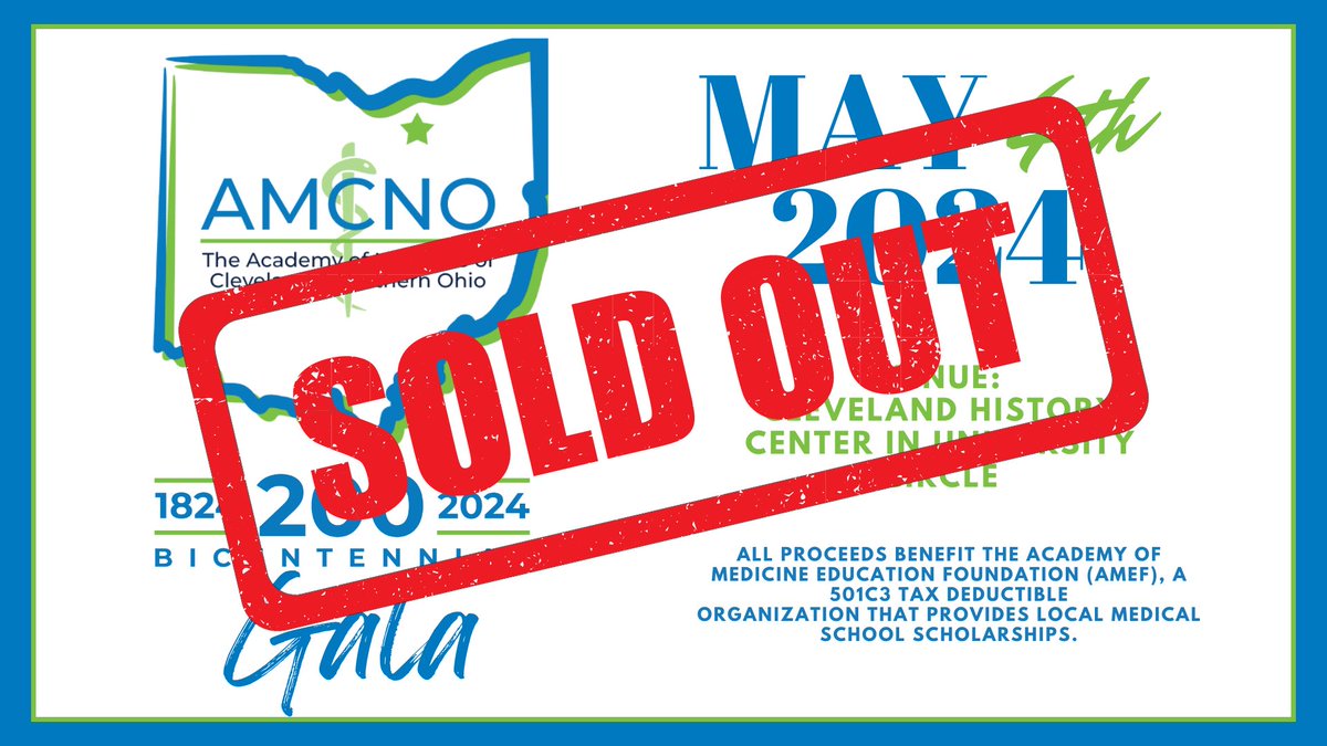 Our bicentennial gala is officially sold out! We can’t wait to see you there to celebrate 200 years of medicine in Cleveland. #AMCNO200 #Bicentennial #Cleveland #ClevelandHistory #Medicine