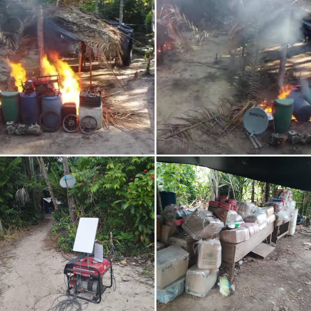 #30ABR24||En el Marco de la “Operación Escudo Bolivariano Neblina 2024”, la #FANB localizó y destruyó un campamentos logístico para la minería ilegal en el Edo Amazonas, dando cumplimiento al ART. 129 de la CRBV y La Ley Penal de Ambiente🇻🇪