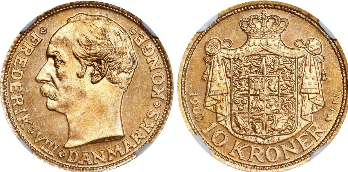 DENMARK. 10 Kroner, 1908. Copenhagen Mint. Frederik VIII.
#coins #ancientcoins #ancienthistory #coincollecting #numismatics #worldhistory #worldcoins #oldcoins #collectibles #denmark #copenhagen #coatofarms #symbolism