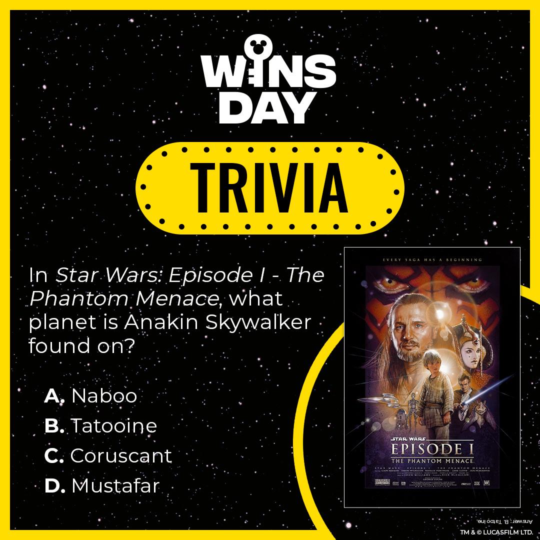 The Force is strong with this Wins Day Trivia. 🚀 #MayThe4th #ThePhantomMenace