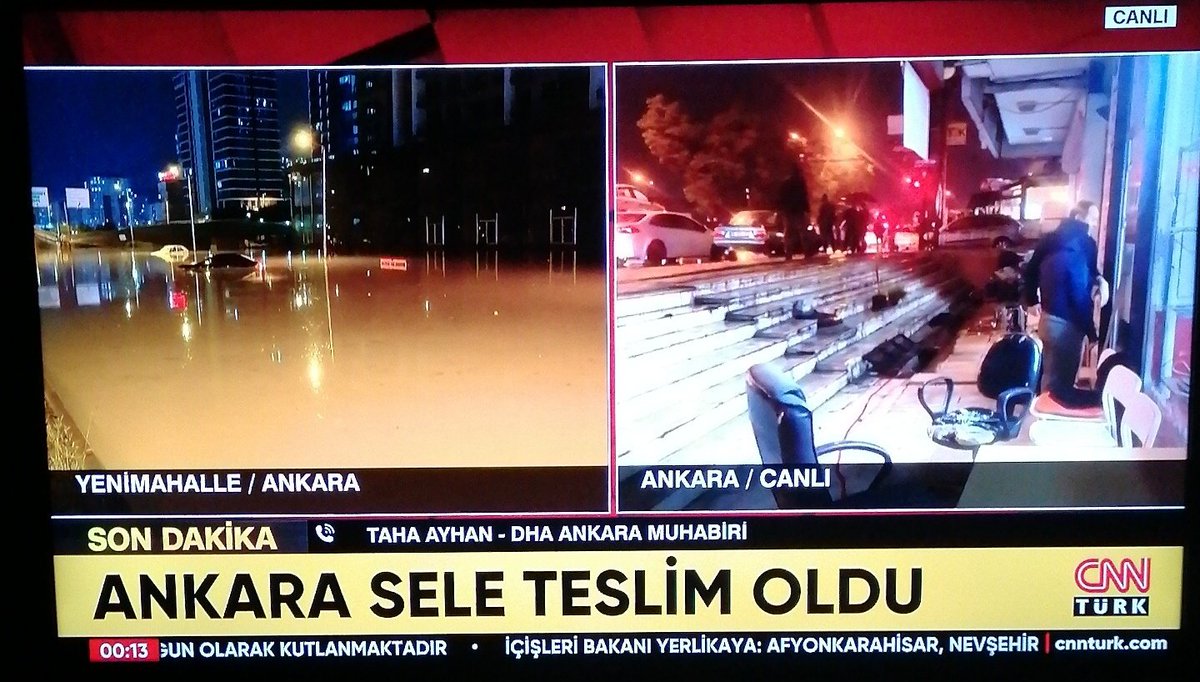 Yaklaşık 1 saat yağan sağanak yağmurdan sonra her yer göle döndü #Ankara da şiddeti azaldı ama hala yağıyor.Herşeyin fazlası zarar derler ya bu bir afad gerçekten.
#sel      #yagmur  #meteorolojikuyarı