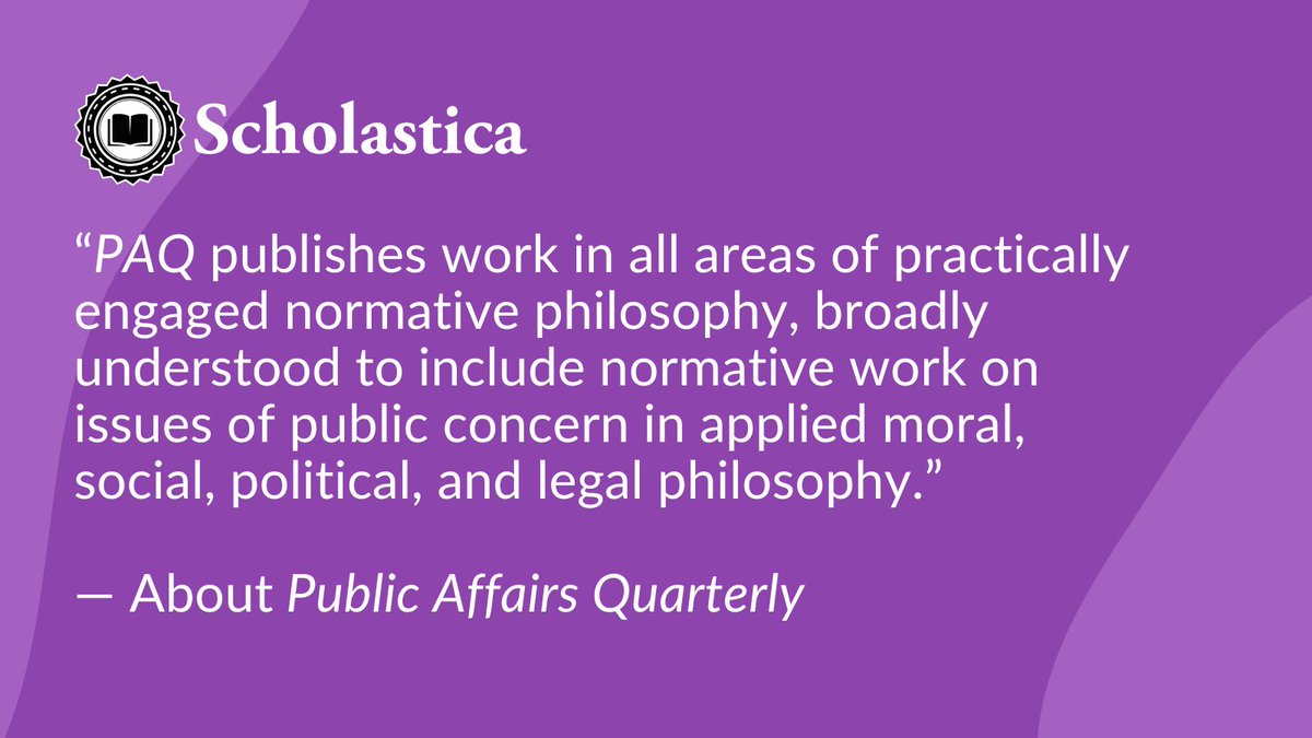 🙌 We welcome Public Affairs Quarterly, published by @IllinoisPress, to the Scholastica community (now using our peer review system)! Learn more and submit here: bit.ly/4b5UL9P
