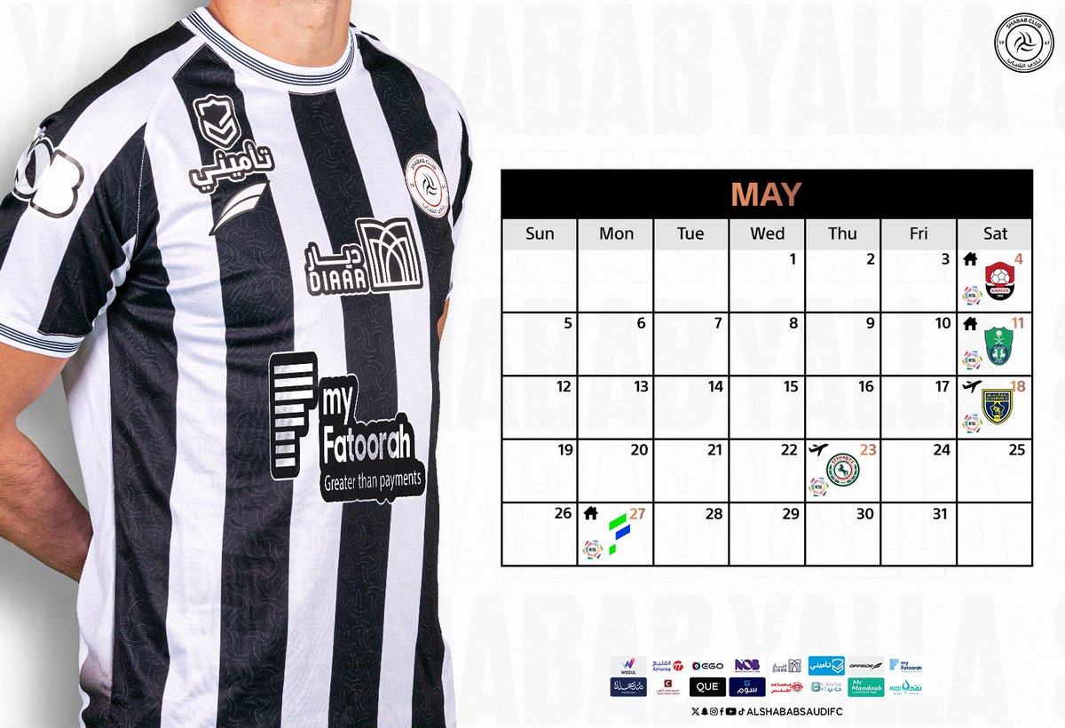 Bye, lovely April! 🤩 We welcome “May” with hopes that it will be as wonderful as April 🤲 We have three matches at our Den that demand your support 💪🏼🦁 #YallaShabab 🤍🖤