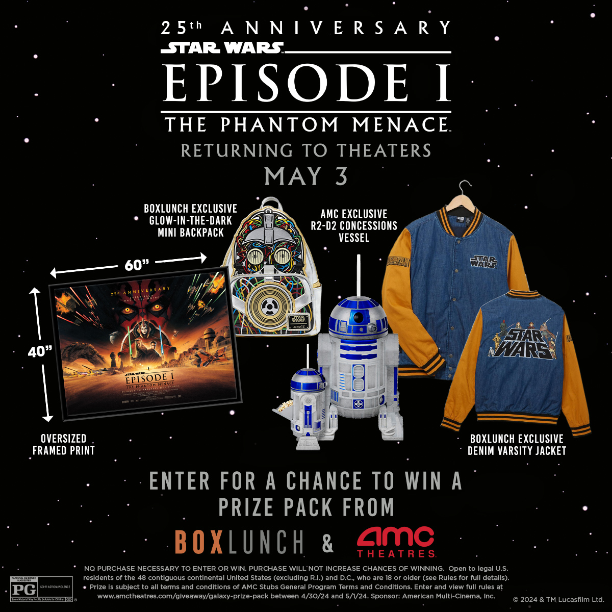 🚨🚨🚨 GIVEAWAY 🚨🚨🚨 Enter for a chance to win this Galaxy Prize Pack! amc.film/4aZyE5q Then celebrate the 25th Anniversary of #ThePhantomMenace & catch a preview of #StarWars: #TheAcolyte starting 5/3! amc.film/3VvsPrx