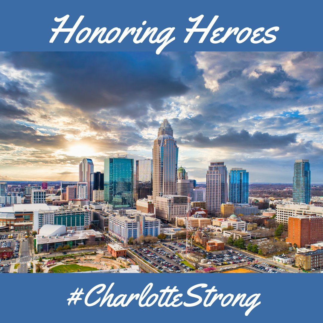 Our hearts ache after yesterday's tragedy as we unite to honor heroes. We extend our deepest condolences. As a partner in trauma, we were honored to aid our @atriumhealth colleagues in their heroic response. Together, we saw the meaning of #CharlotteStrong.